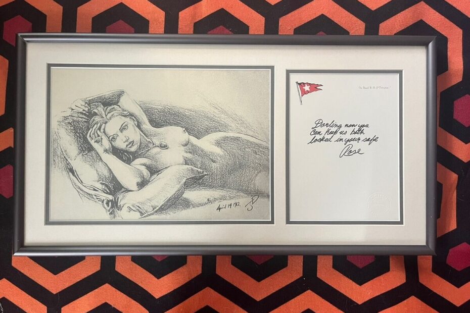 1998 FRAMED J PETERMAN TITANIC ROSE SKETCH AND ROSE DRAWING PROP REPLICA STAMPED EBay