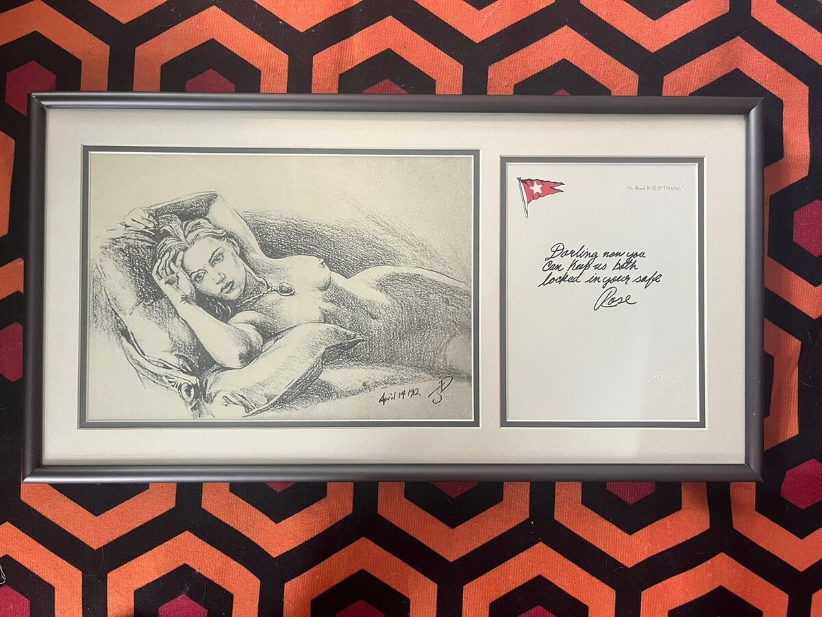 1998 FRAMED J PETERMAN TITANIC ROSE SKETCH AND ROSE DRAWING PROP REPLICA STAMPED EBay