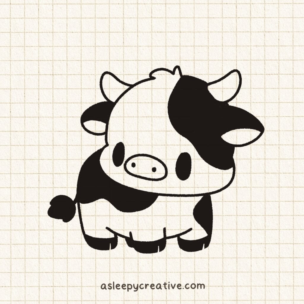 22 Cute And Easy Cow Drawing Ideas A Sleepy Creative