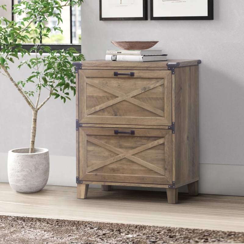 wood 2 drawer file cabinet
