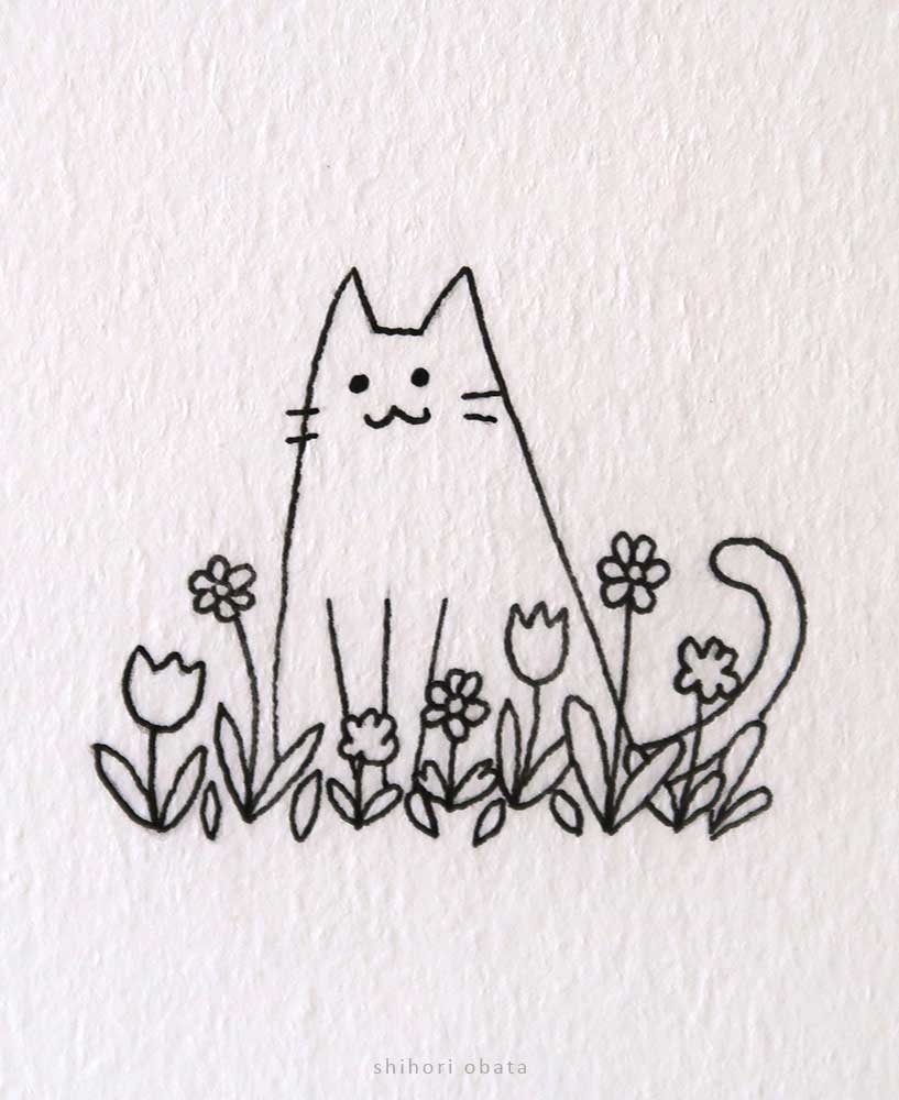 cute cat drawing easy