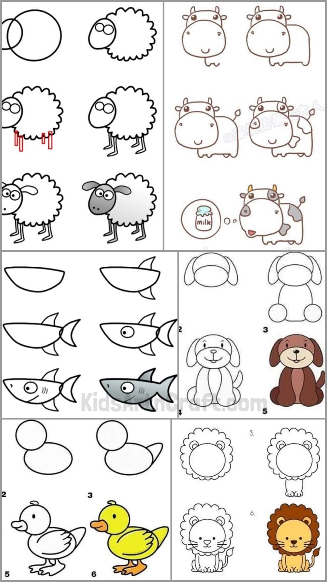 30 Easy To Draw Animals Step By Step Tutorials Kids Art U0026 Craft