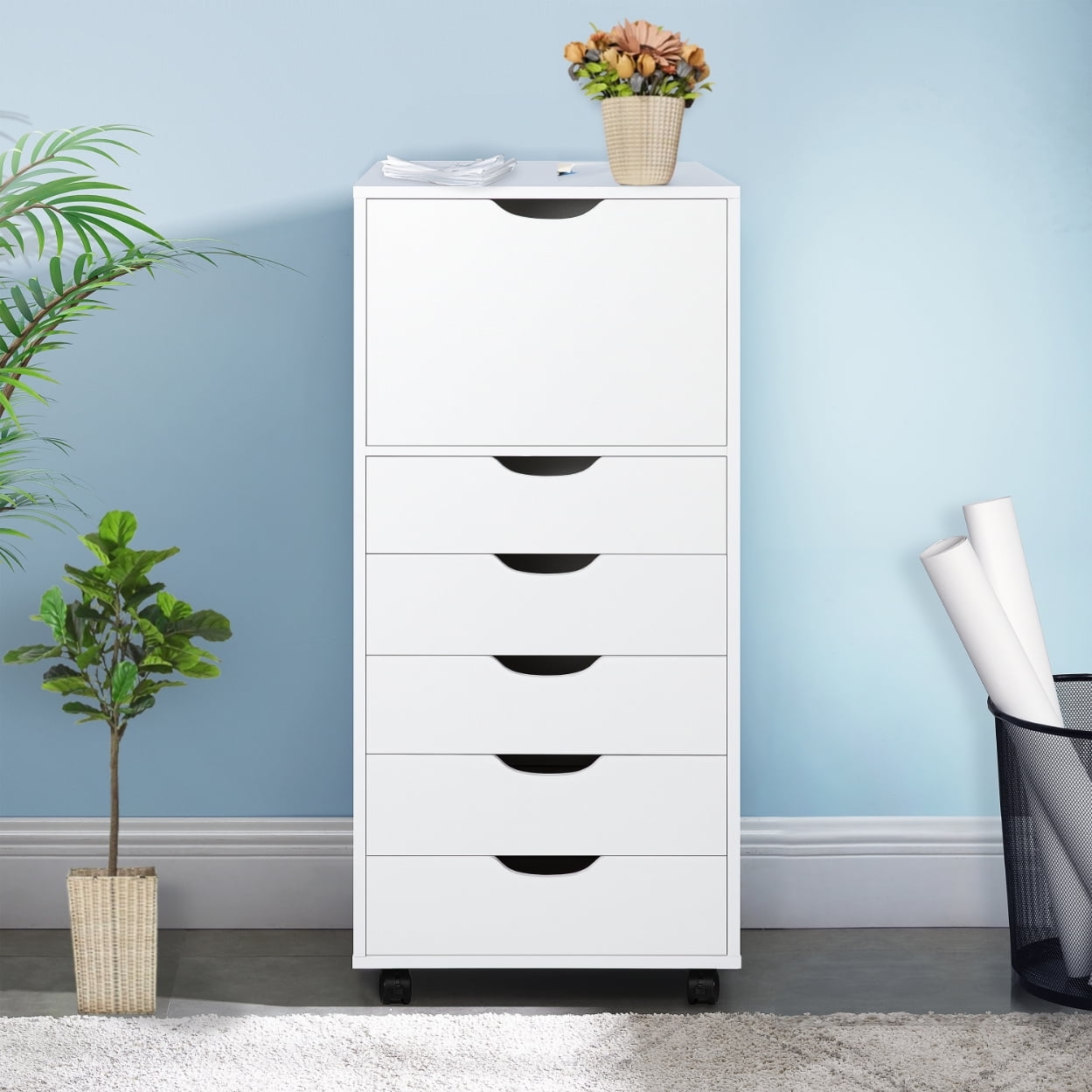 6 Drawer Office Storage Cabinet By Naomi Home Color White