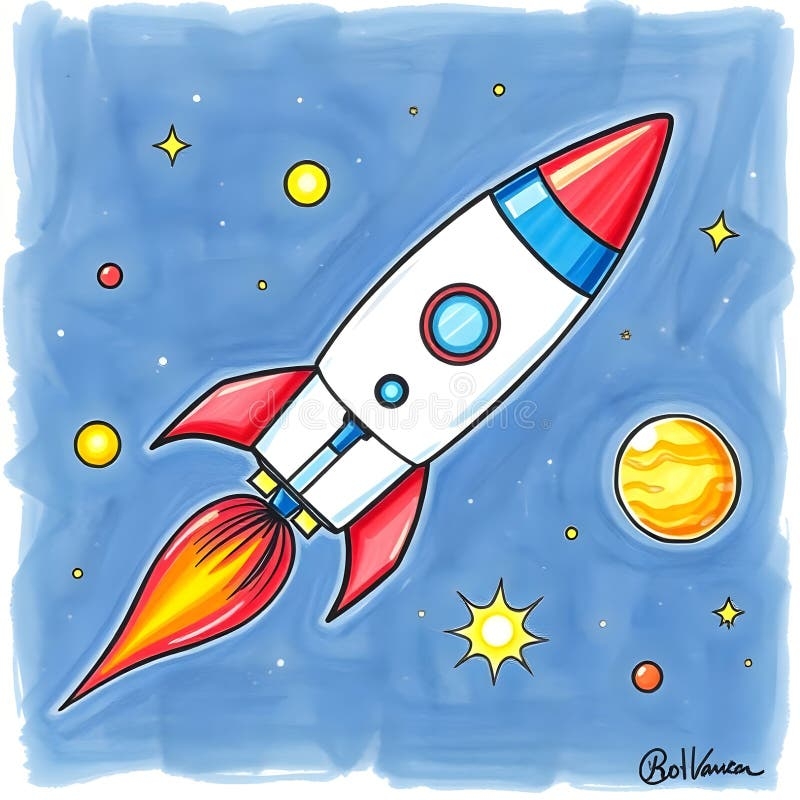 A Rocket In Space Hand Drawing Made Stock Illustration Illustration Of Flying Chart 339271717