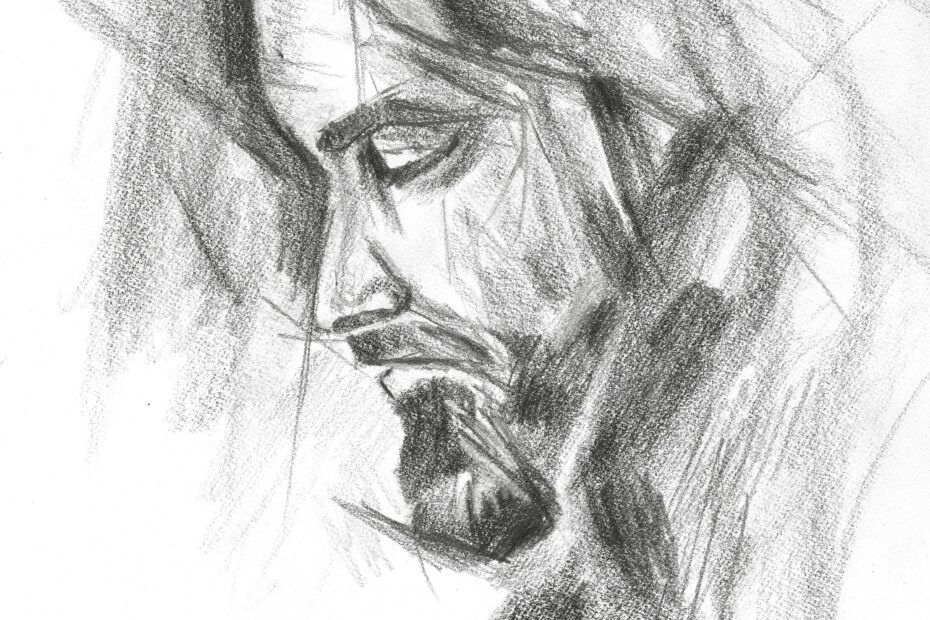 A Sketch Of Christ Christian Drawing Minimalist Art Etsy