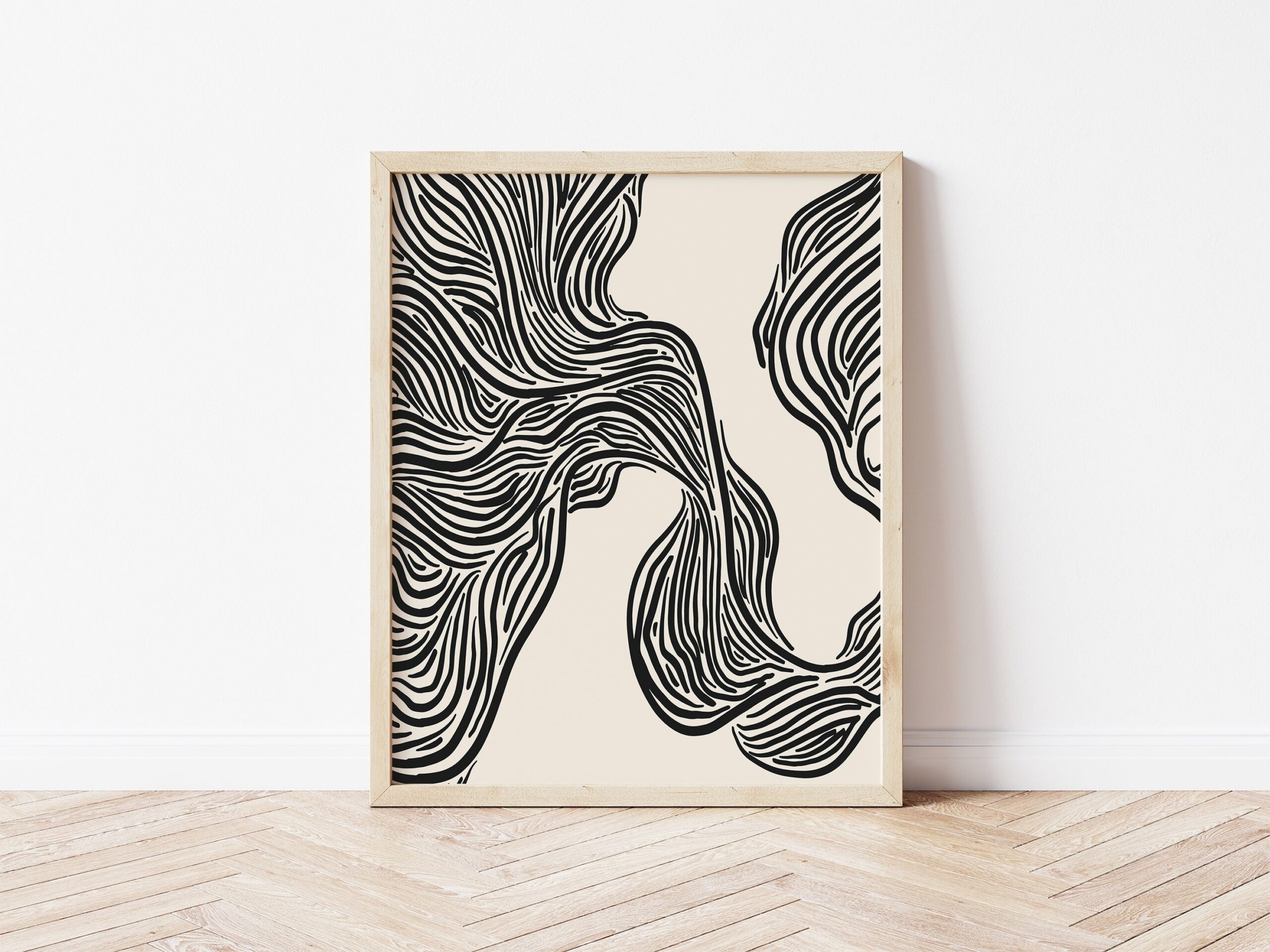 Abstract Art Print Printable Line Art Poster Wavy Lines 