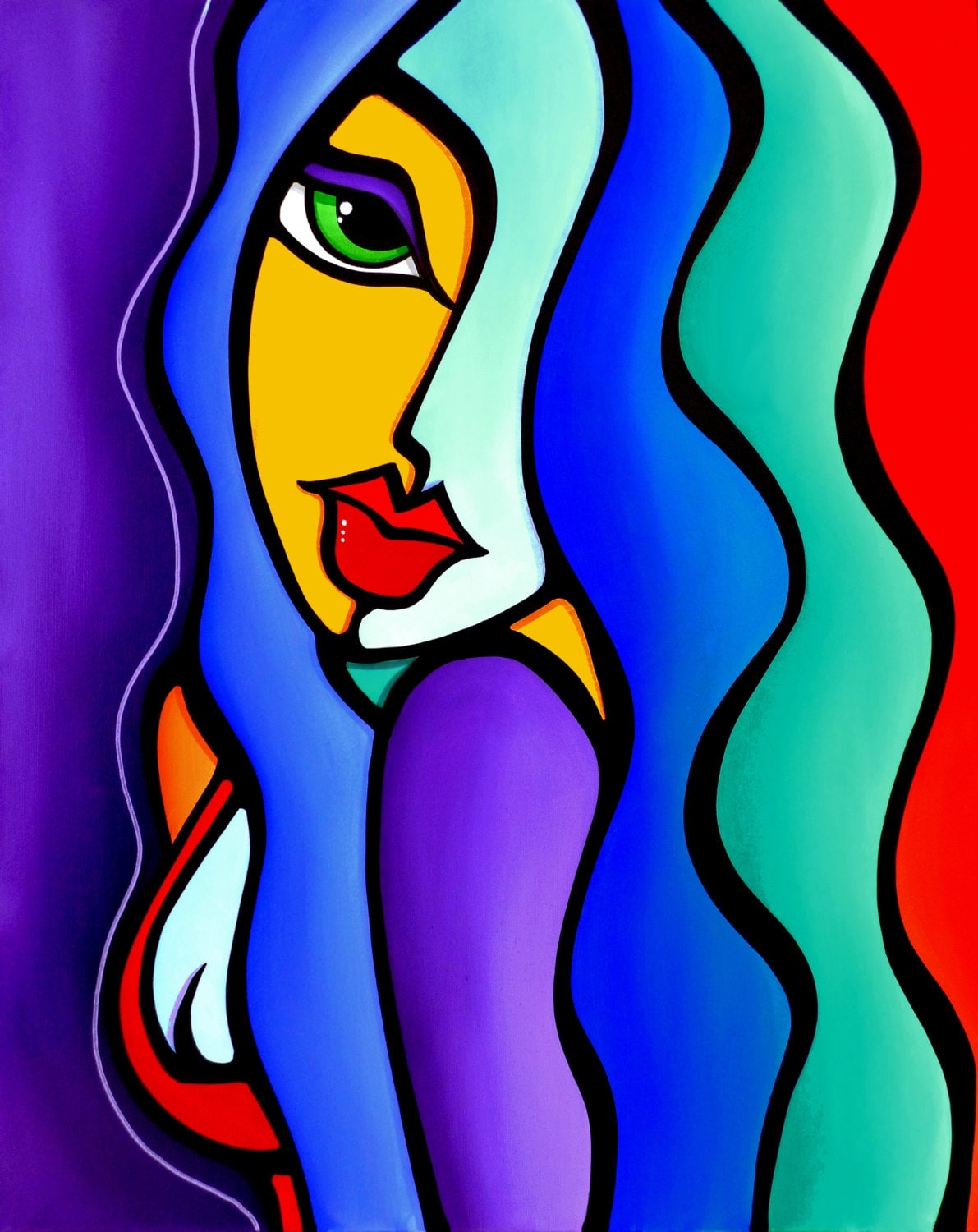 Abstract Painting Modern Pop Art Original Large Woman Canvas Print By Fidostudio Mrs Brightside