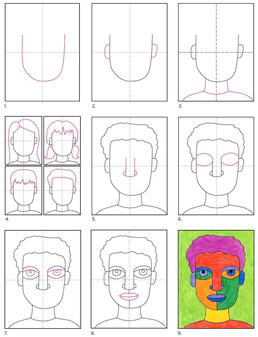 Abstract Self Portrait Drawing For Kids