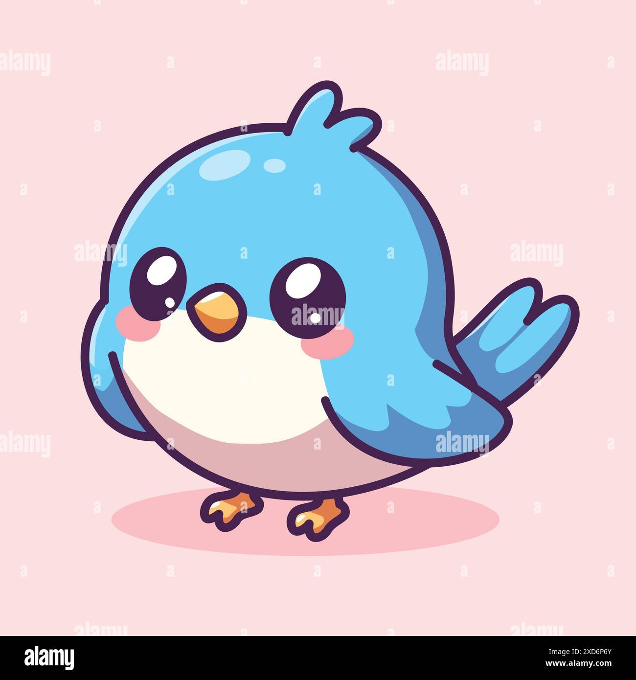 Adorable Kawaii Blue Bird Illustration Stock Vector Image U0026 Art 