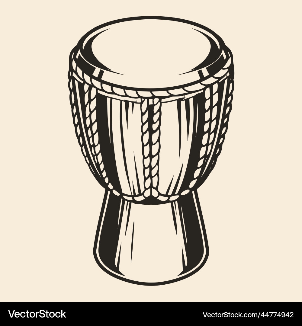 African Drum Vintage Monochrome Sketch Royalty Free Vector