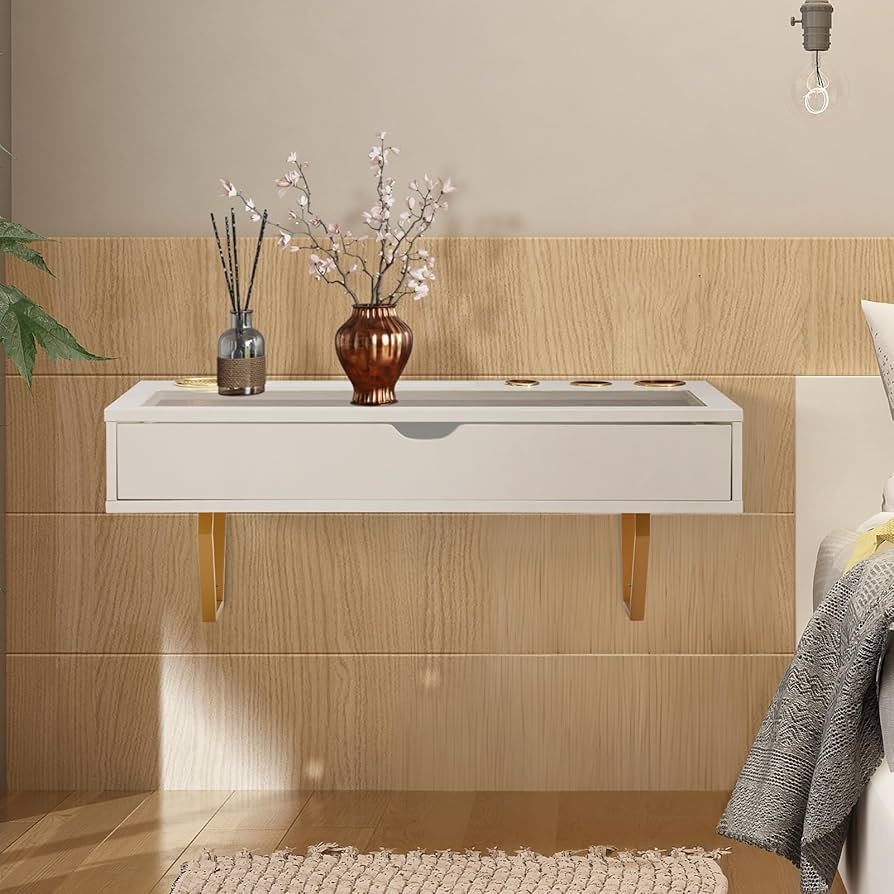 Amazon ALIMORDEN Floating Shelf With Drawer Wall Mounted 