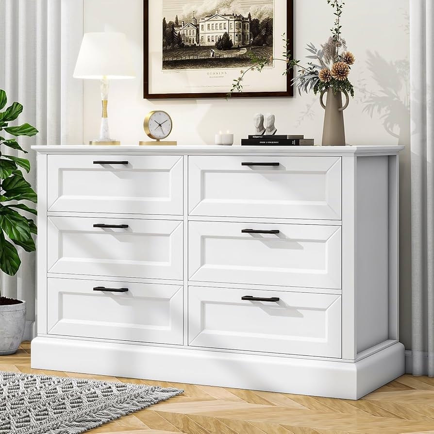 six drawer dresser white