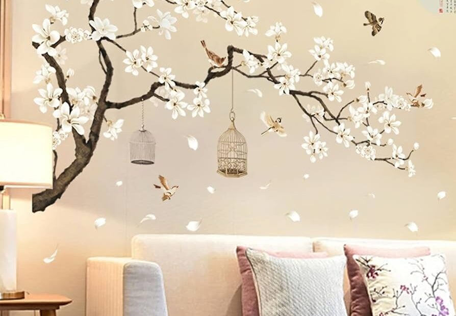 Amazon BWCXXZH Large White Flower Wall Stickers 50