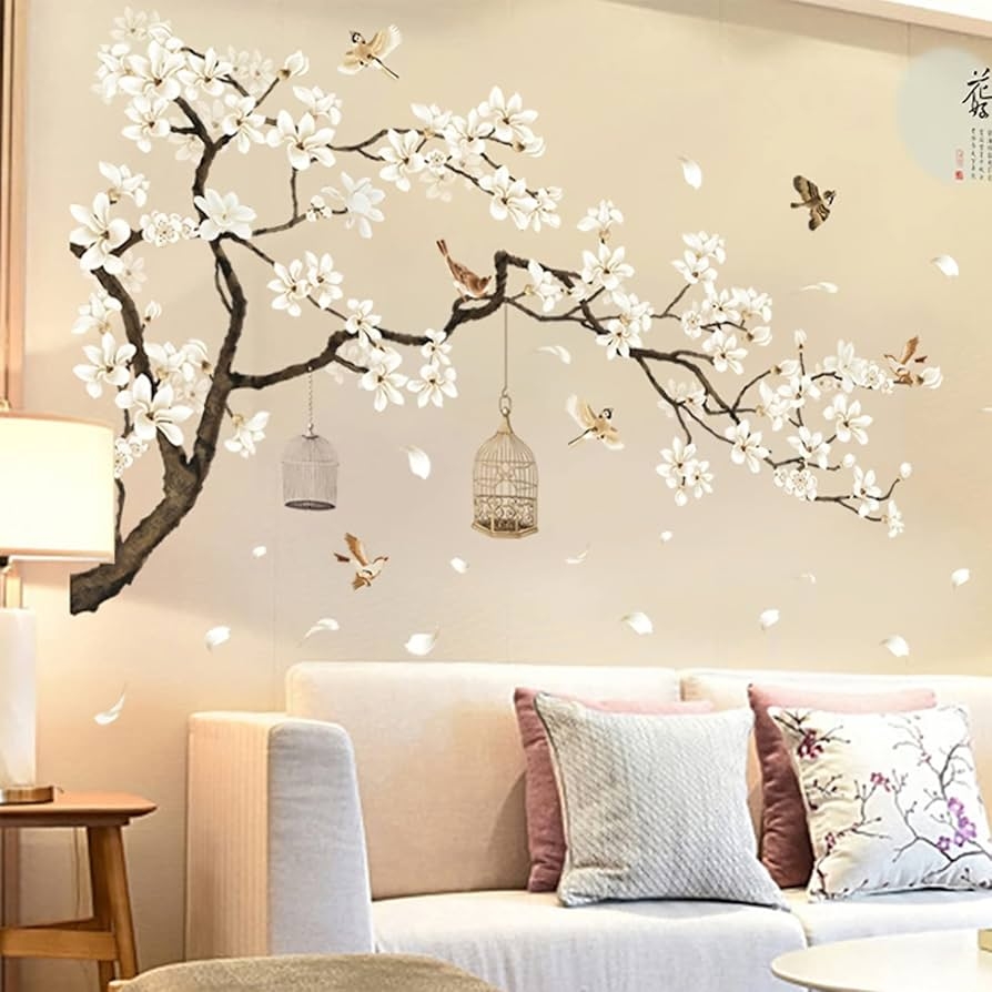 Amazon BWCXXZH Large White Flower Wall Stickers 50