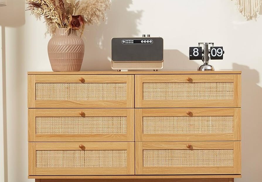 Amazon DHMAKER 6 Drawer Rattan Dresser 48