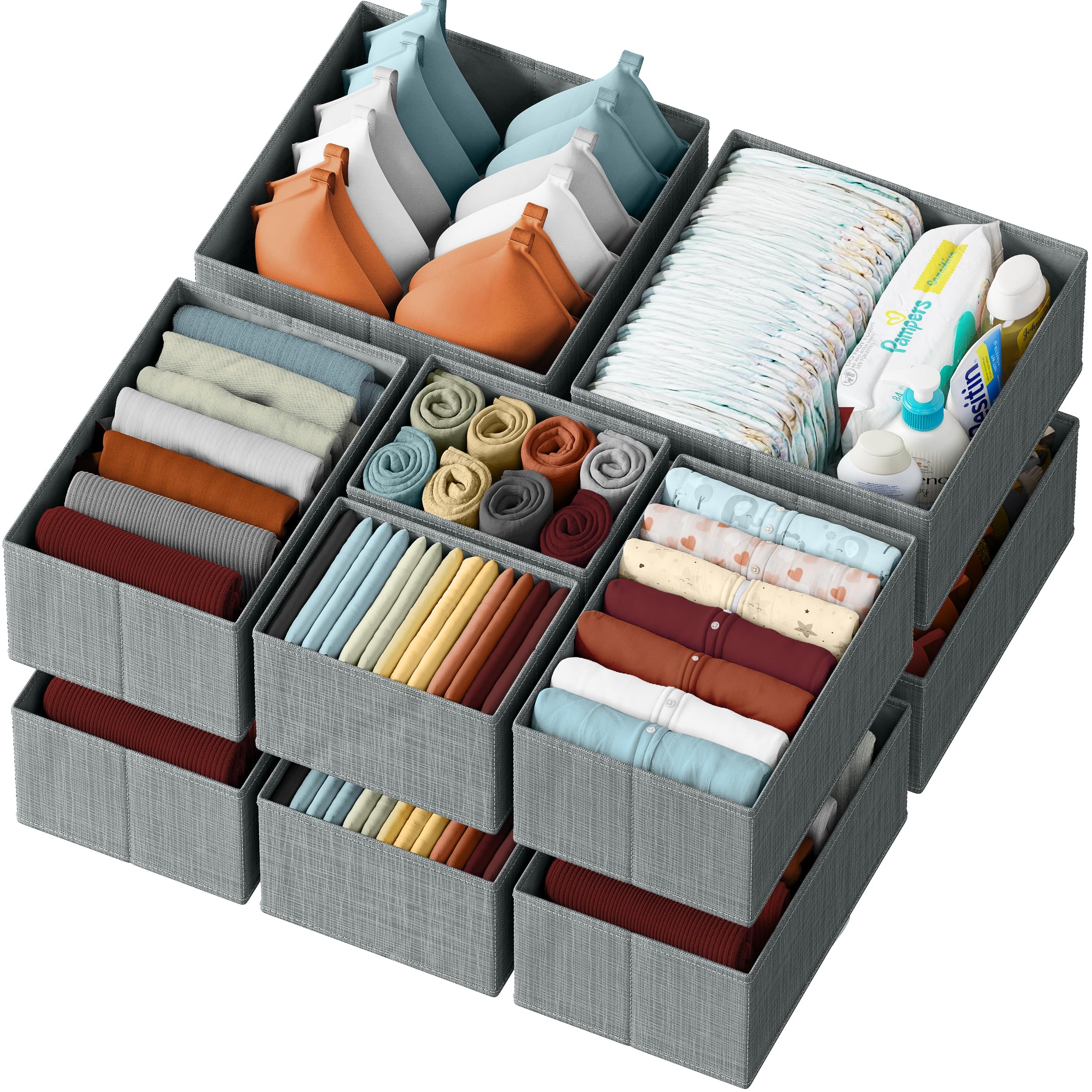 Amazon Drawer Organizer Clothes Set Of 12 Grey Dresser Organizer For Nursery Bedroom Closet The Perfect Baby Clothes Organizer And Storage U0026 General Nursery Organization Or Dresser Drawer Organizers Baby