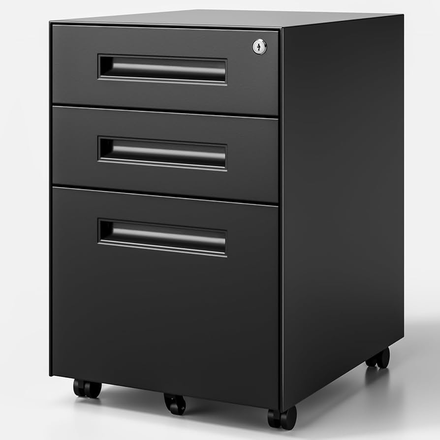 Amazon Dripex 3 Drawer File Cabinet Mobile File Cabinet With Lock On Wheels Letter Legal Size Fully Assembled Modern Small Short Vertical Metal Rolling Filing Cabinets Under Desk For Home Office Black 