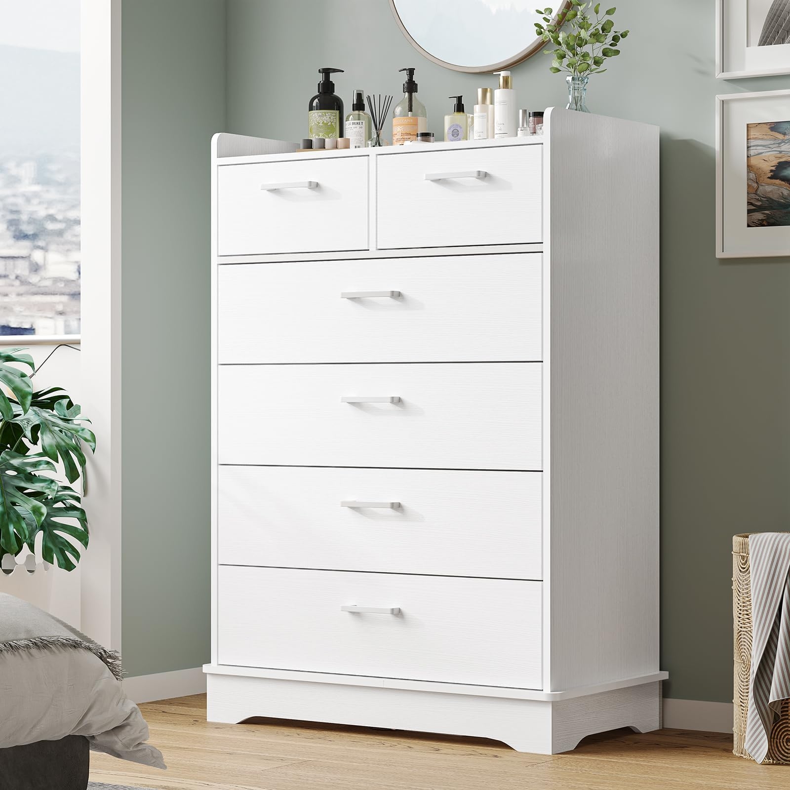 Amazon Hasuit White 6 Drawer Dresser Wooden Storage Chest Of 6 Drawers Vertical Large Capacity Clothing Storage Organizer Tall Dressers For Bedroom Hallway Entryway Home U0026 Kitchen