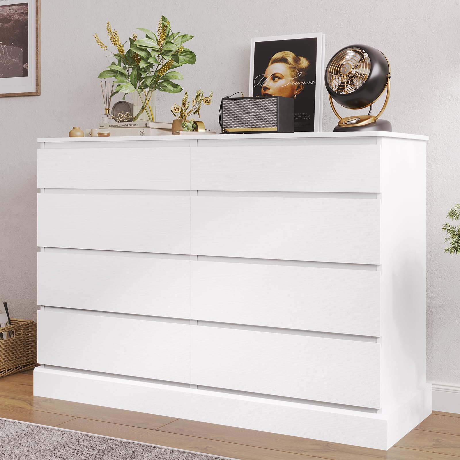 Amazon Hasuit White Dresser For Bedroom Long Dresser With 8 