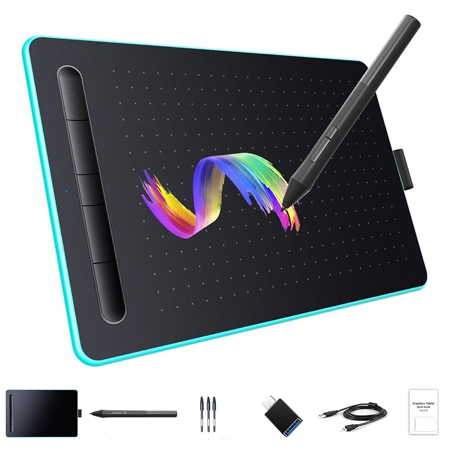 Amazon LetSketch Graphics Drawing Tablet 8 26 5 5 Inches Ergonomic 8192 Levels Battery Free Stylus Pen Tablet 5 Customized Shortcut Keys Compatible With Windows Android For Teachers Students Creators Electronics