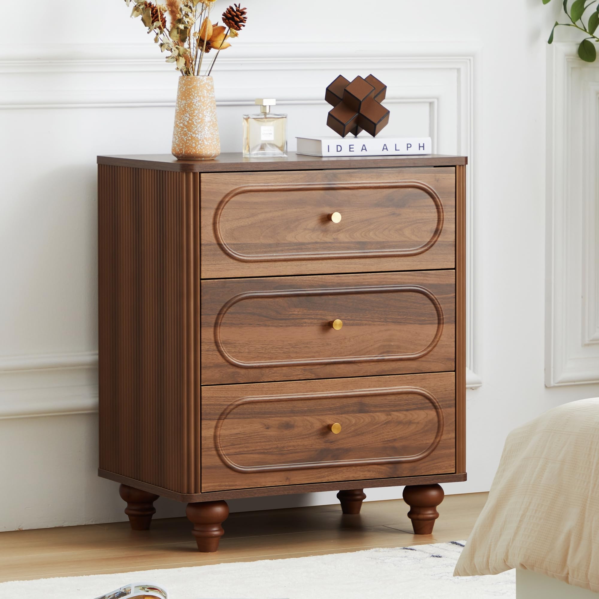 Amazon ORRD 3 Drawer Fluted Dresser For Bedroom Mid Century 