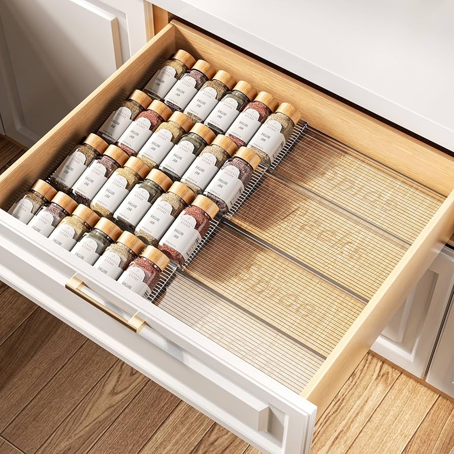Amazon PanPanPal Spice Drawer Organizer 4 Tier 4 Pack Clear Acrylic Drawer Seasoning Organizer Expandable From 11 To 22 Kitchen Spice Rack Organizers And Storage For Drawer Jars Not Included Home