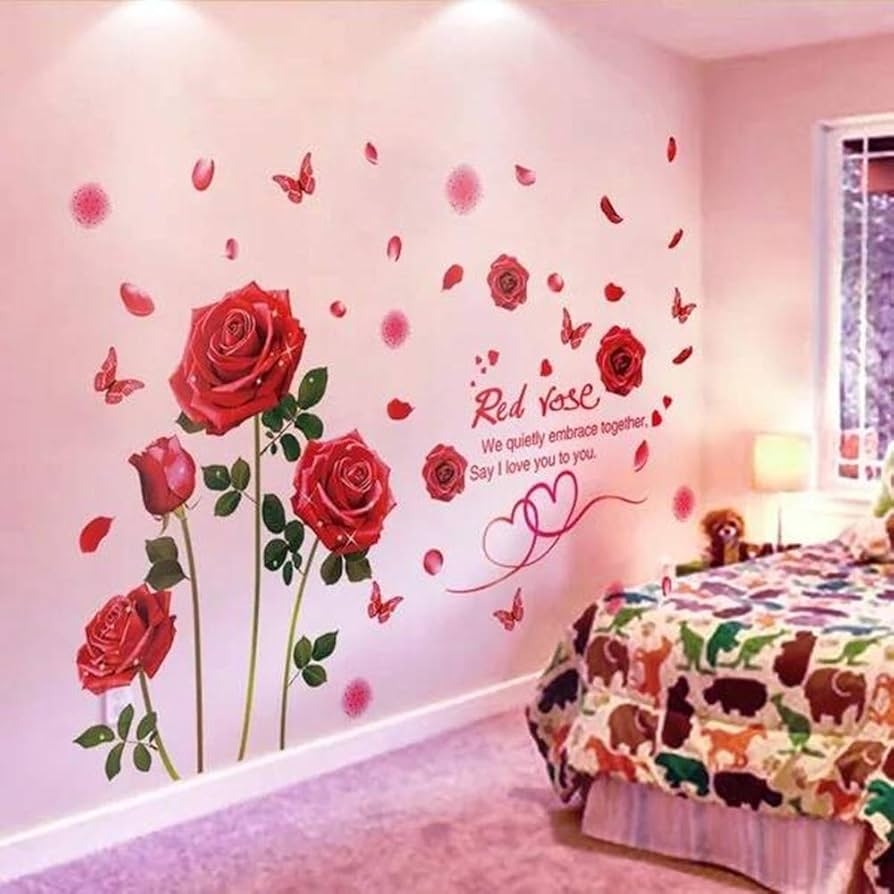 Amazon Rose Flowers Wall Decals Removable DIY Flower Art 