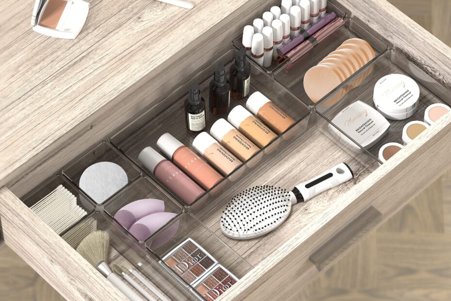 Amazon Simple Houseware 20 PCS Clear Plastic Drawer Organizers Set 5 Size For Makeup Bathroom Bedroom And Office Office Products