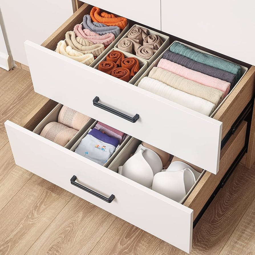 Amazon Stero 6 Pack Drawer Organizers For Clothing Dresser Drawer Organizer Clothes Fabric Foldable Closet Organizers And Storage Basket Bins For Clothes Underwear Bras Socks Light Grey Home U0026 Kitchen