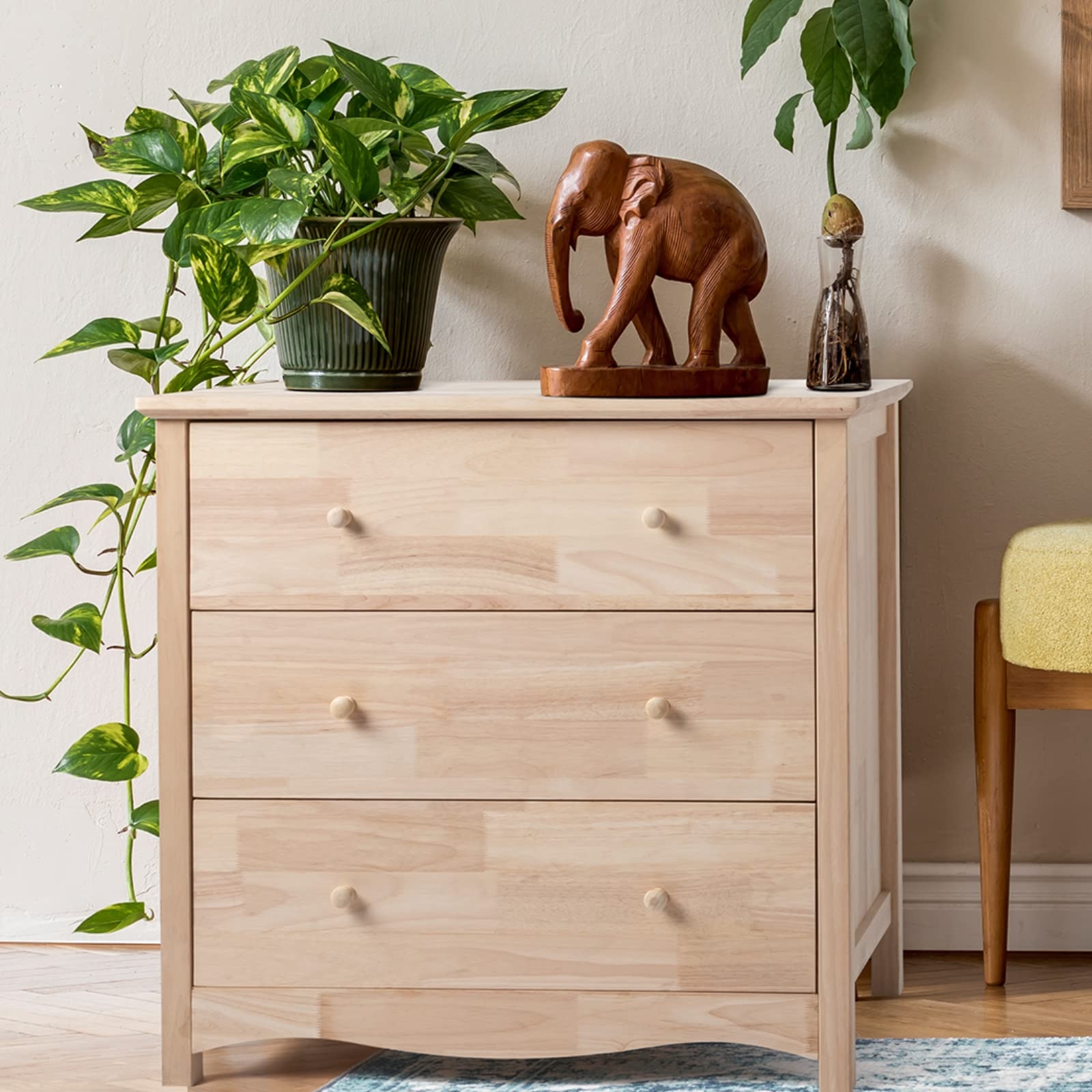Amazon VINGLI Unfinished Solid Wood Dresser Color DIY 3 