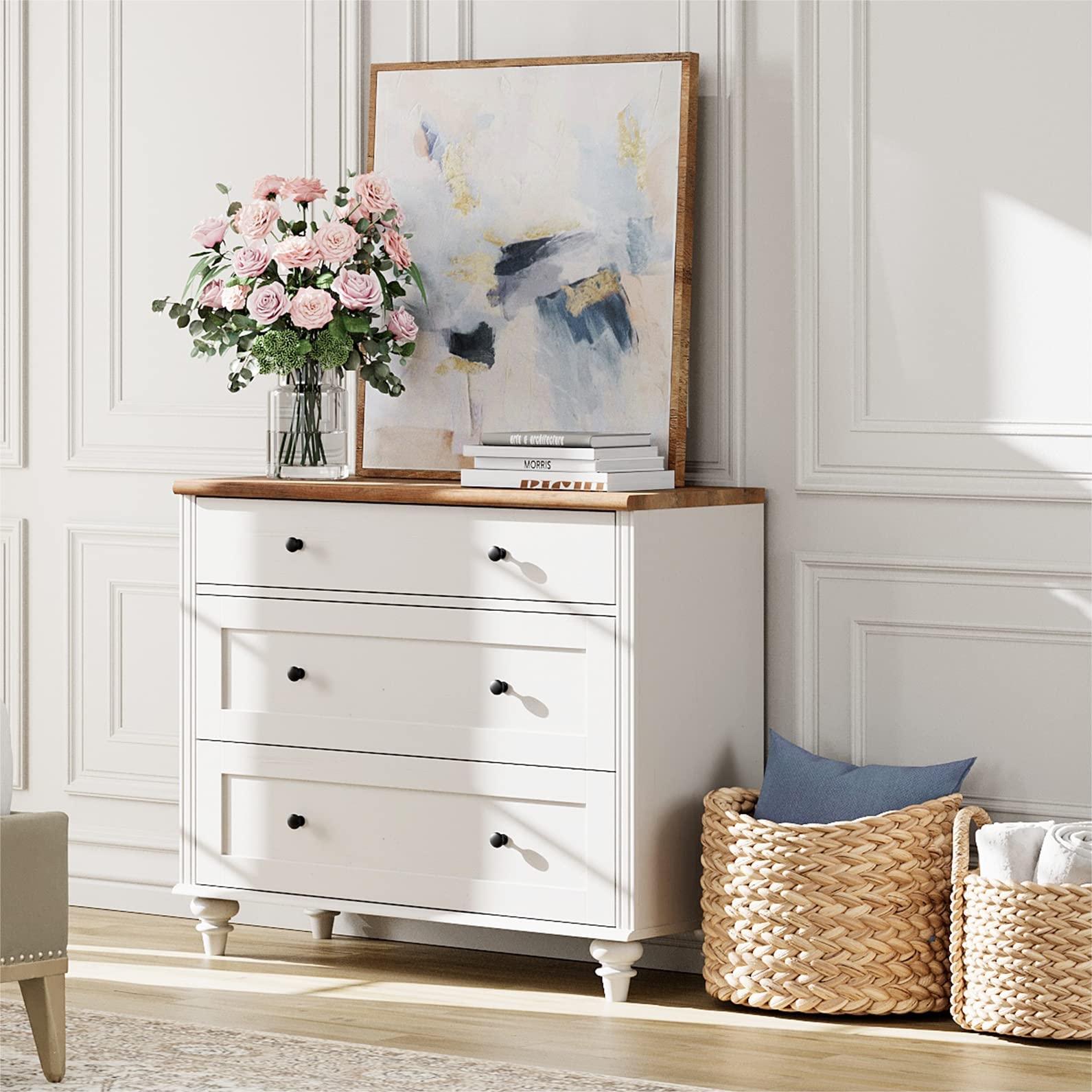 Amazon WAMPAT Dresser For Bedroom With 3 Drawers White Kids 