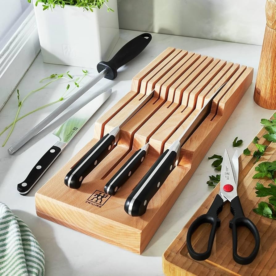 Amazon ZWILLING Drawer Knife Organizer 12 Slot Natural Cutlery Trays Home U0026 Kitchen