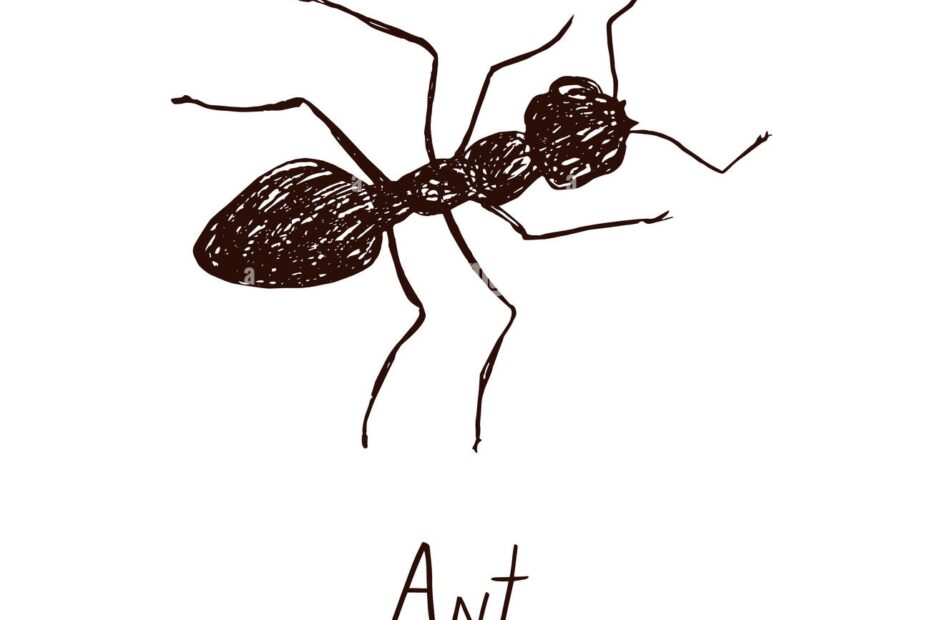 Ant Drawing Vintage Engraved Illustration Style Hand Drawn Doodle Sketch With Inscription Stock Photo Alamy