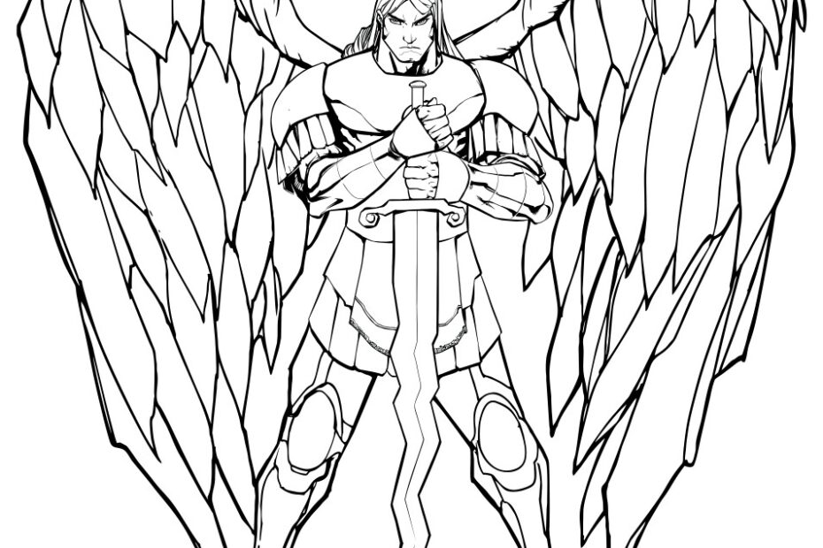 Archangel Michael Line Art Royalty Free Vector Image