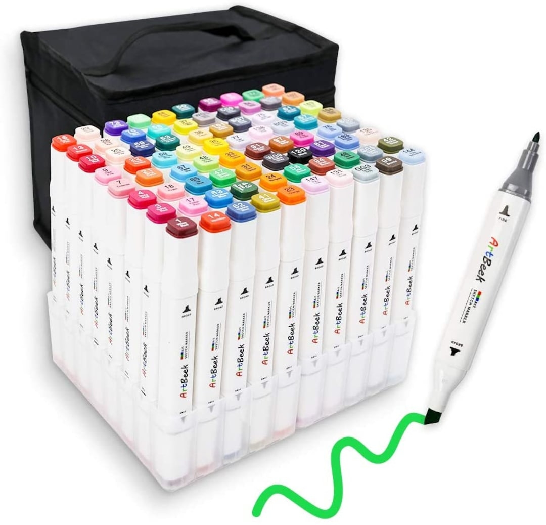 Artbeek 80 Art Markers Dual Tip Permanent Markers For Kids Highlighter Pen Sketch Markers For Drawing 40 60 80 120 Colors Etsy