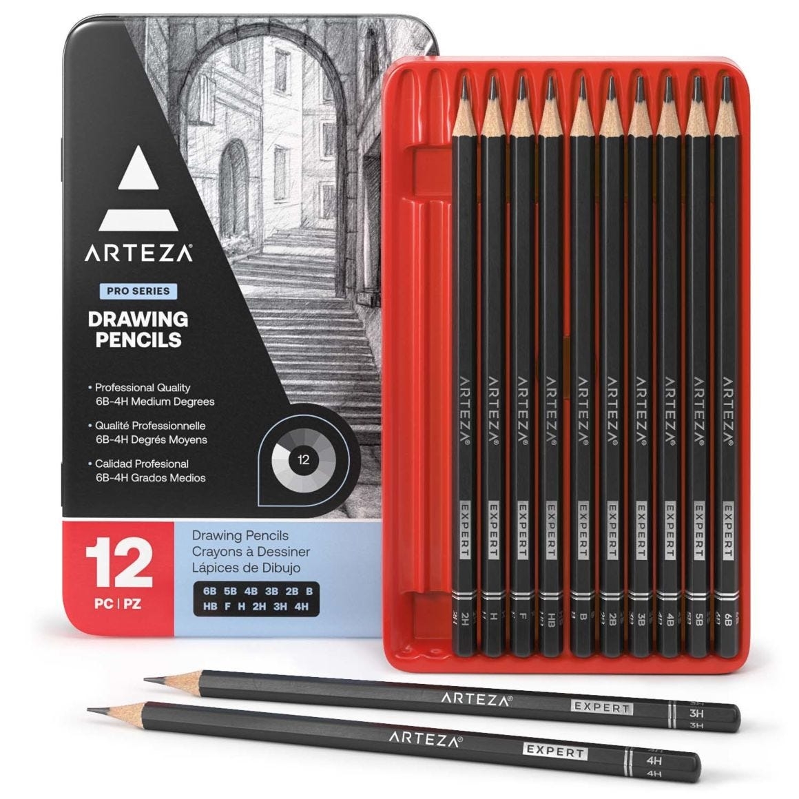 Arteza Pro Series Drawing Pencils Set 12 Pc Plaid Online