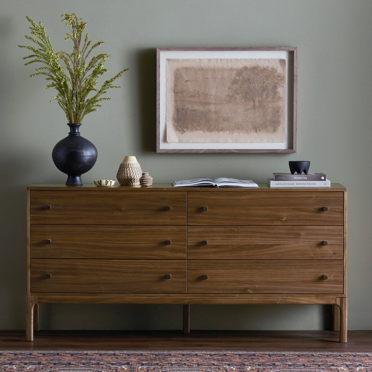 Arturo 6 Drawer Dresser Natural Walnut Veneer Find Dressers At Create Comfort