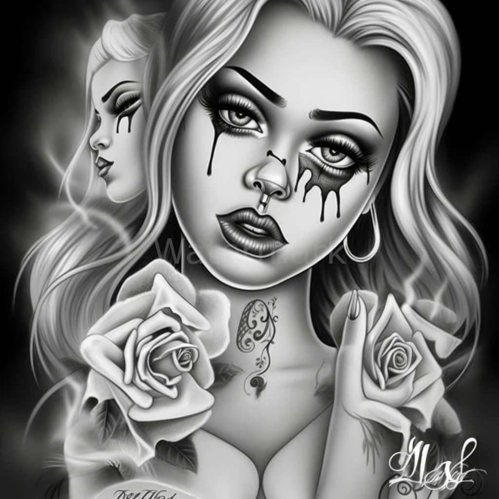Attractive Woman Chicano Tattoo Art 26 High Quality Pngs 
