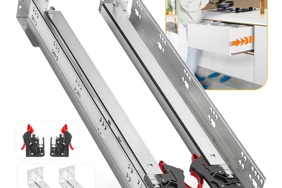 BAIDICE 1 Pair Soft Close Drawer Slides 9 12 15 18 21 24 Inch 80 Lb Capacity Full Extension Hidden Side Mount Rails With Rear Mounting Bracket Locking