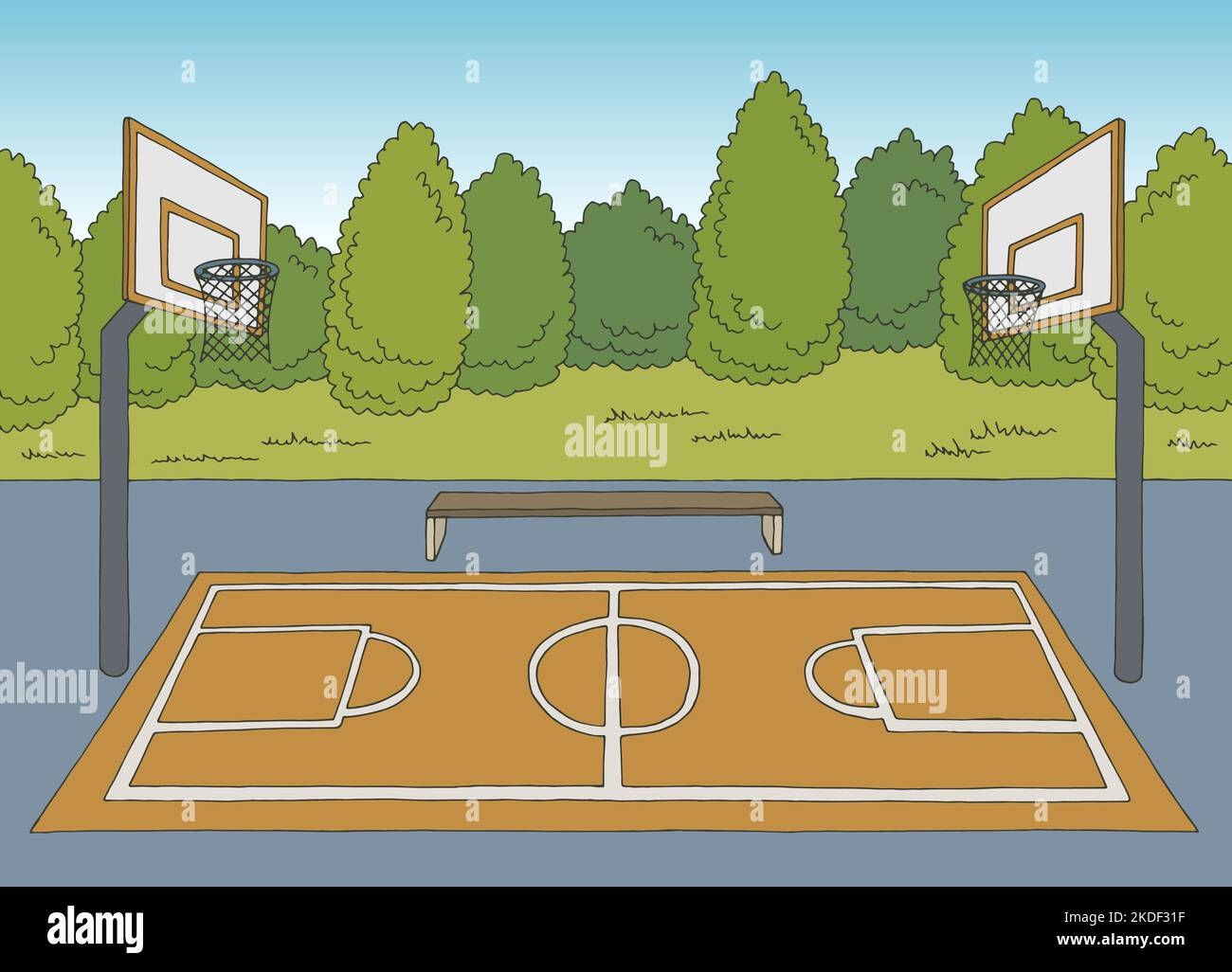 draw the court of basketball
