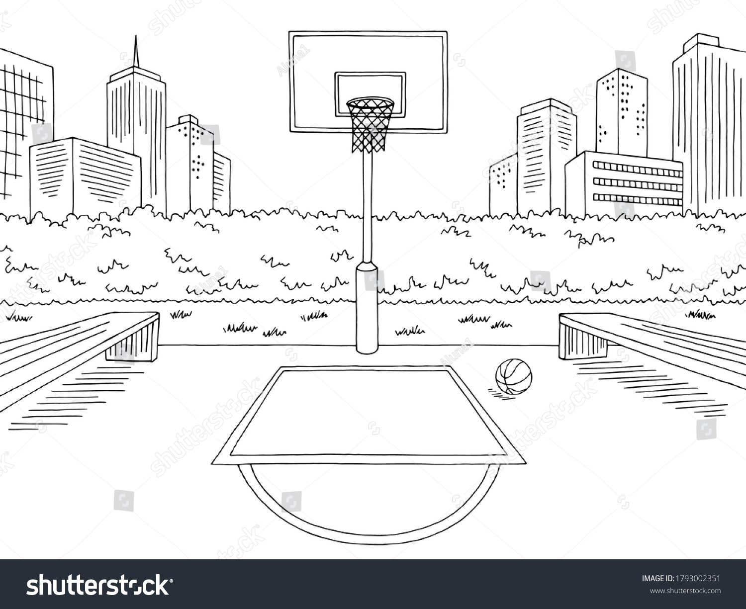 Basketball Court Street Sport Graphic Black Stock Vector Royalty 
