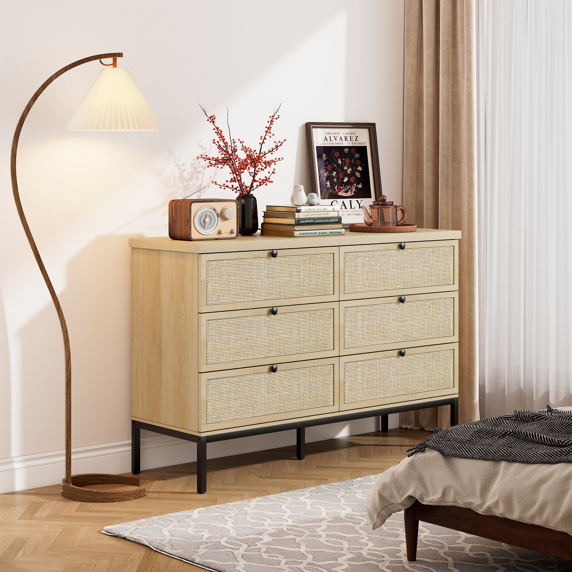 Bay Isle Home Boho Natural Rattan 6 Drawer Dresser U0026 Reviews Wayfair