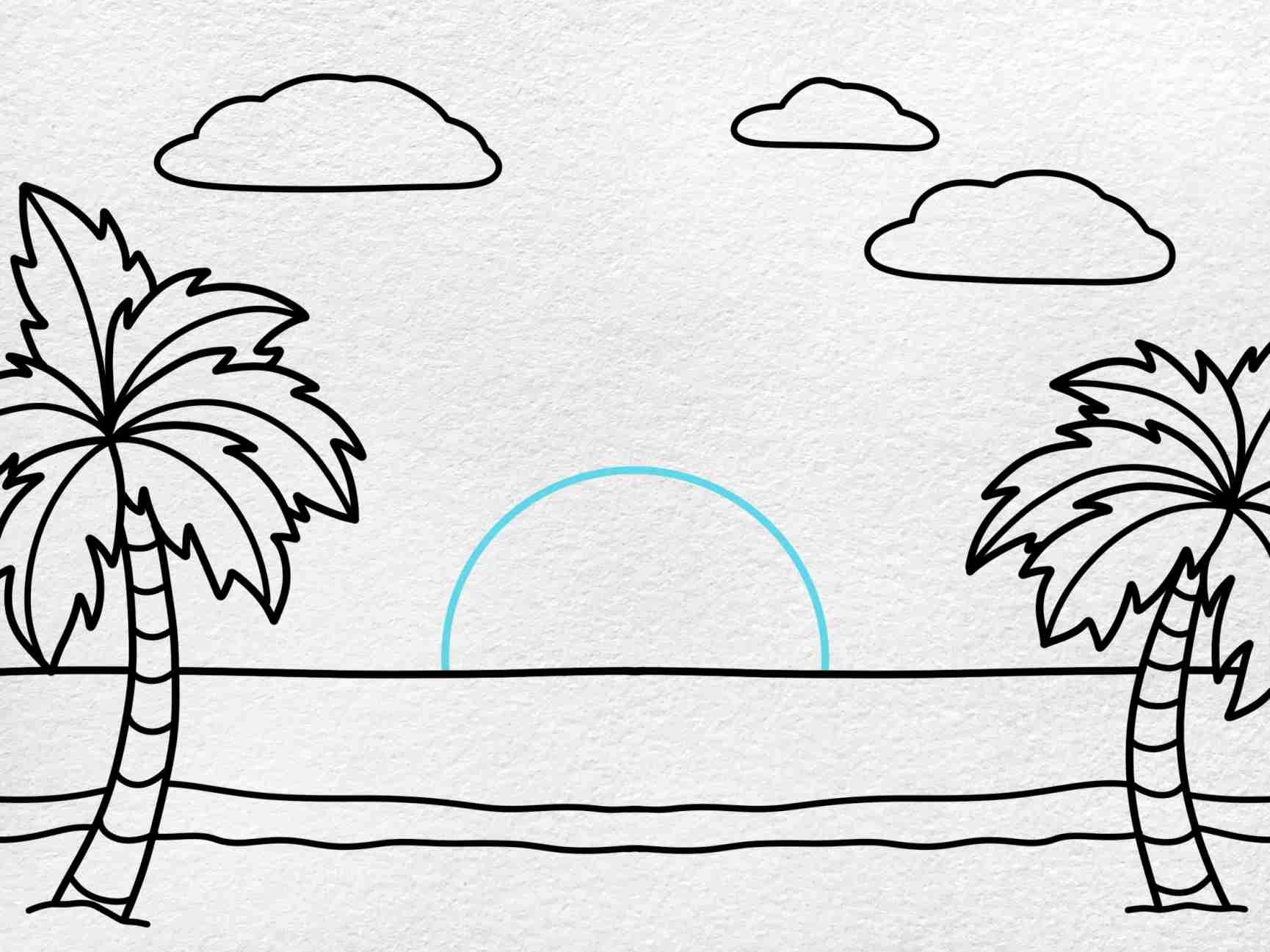 Beach Sunset Drawing easy HelloArtsy