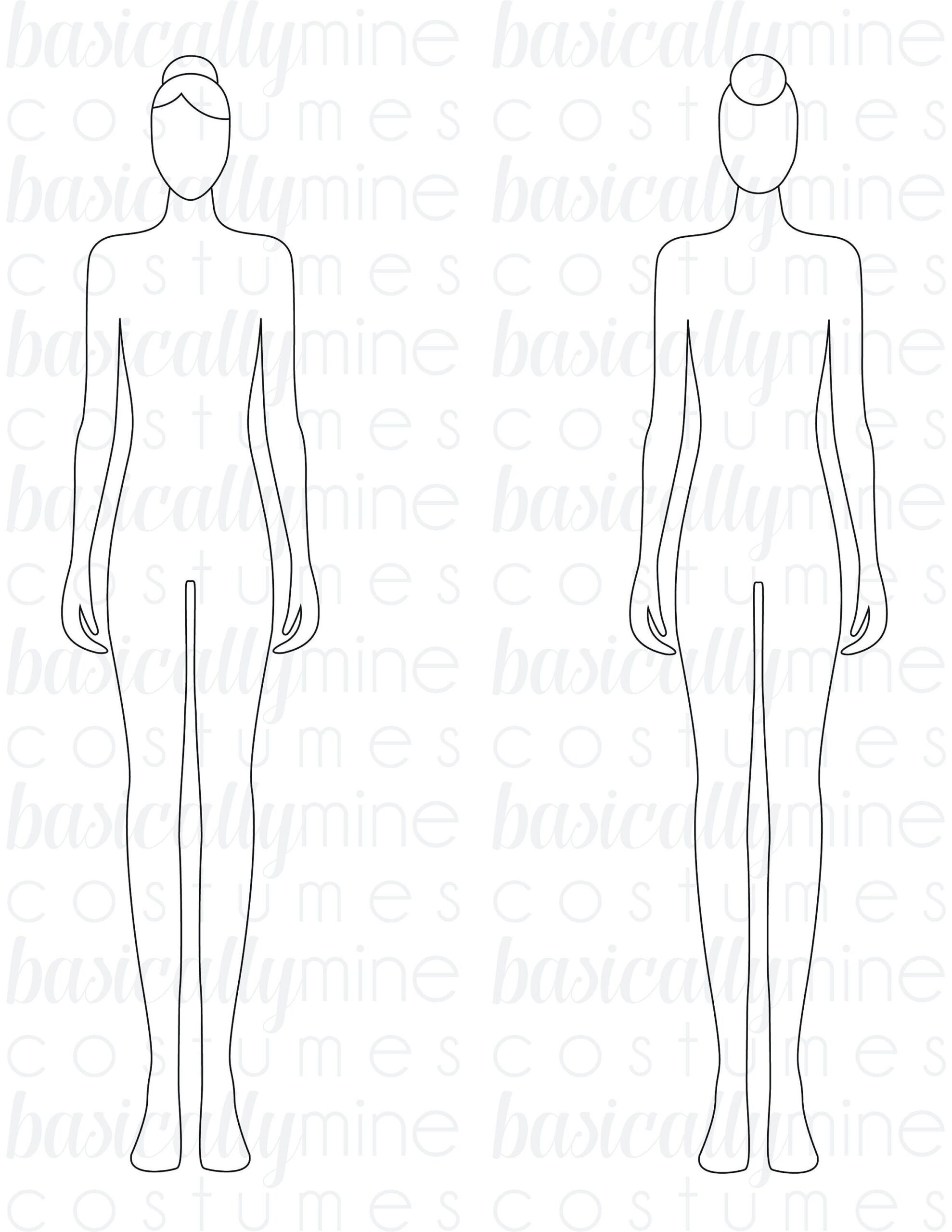 Beauty Babe Mannequin Sketch Template