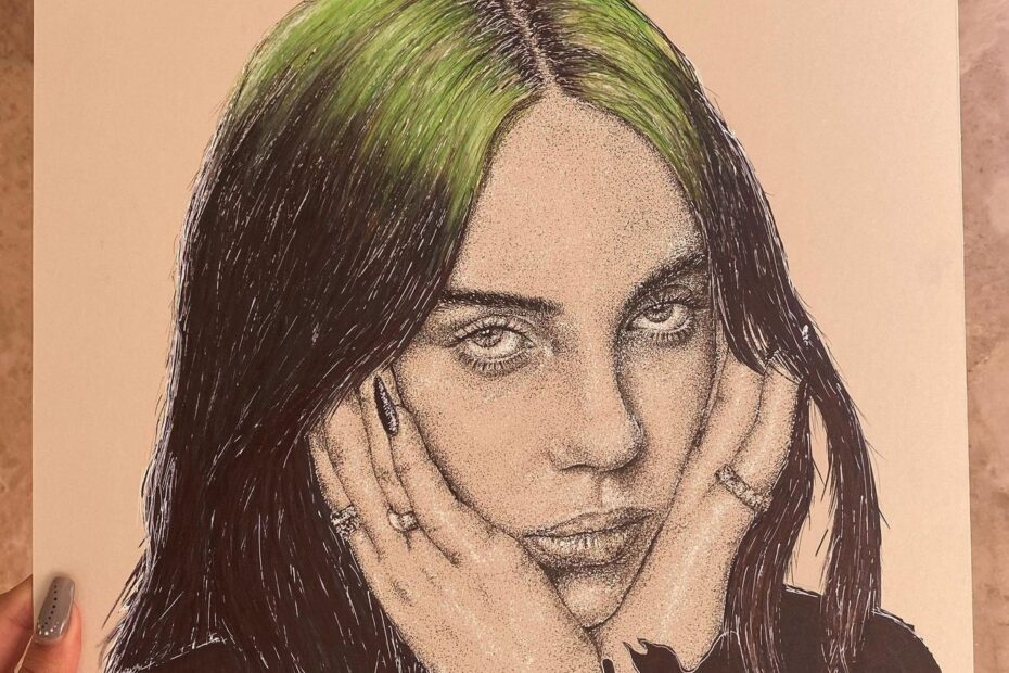 Billie Eilish Original Art Pointillism Portrait Drawing Etsy