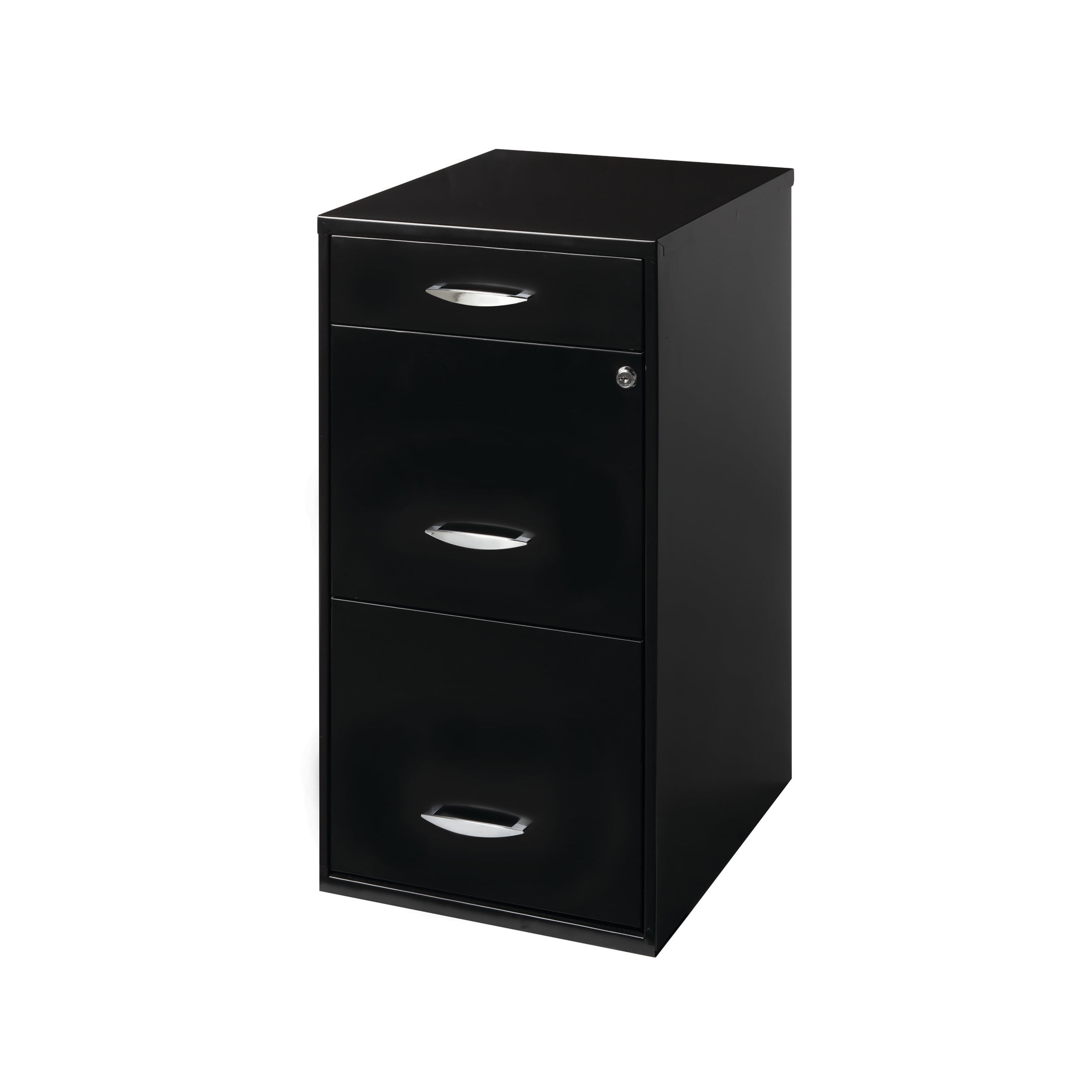 Black 3 Drawer Filing Cabinet Organizer 18 Inches Wide