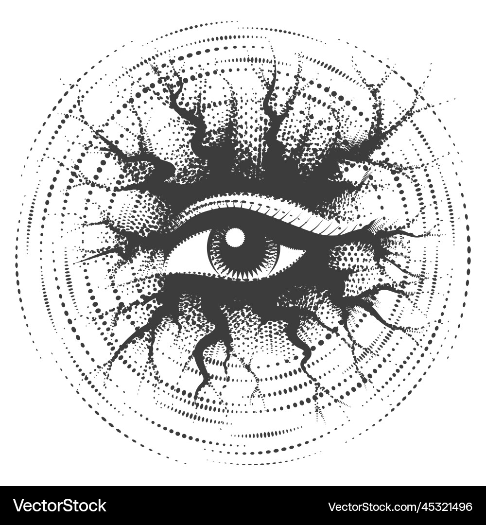 Black Look Evil Eye Monochrome Tattoo Royalty Free Vector