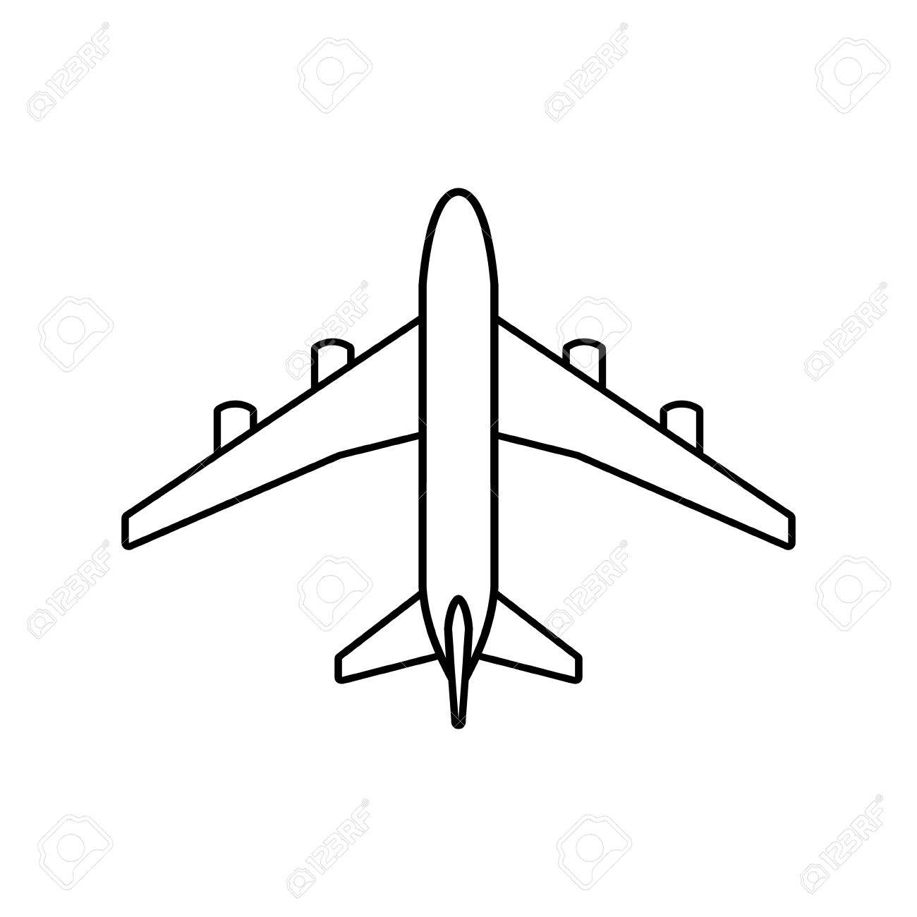 Black Plane Outline Simple Airplane Line Icon Design Royalty Free 
