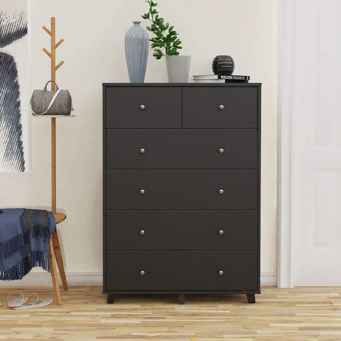 Black Wood 6 Drawer Dresser With Spacious Storage Indonesia Ubuy