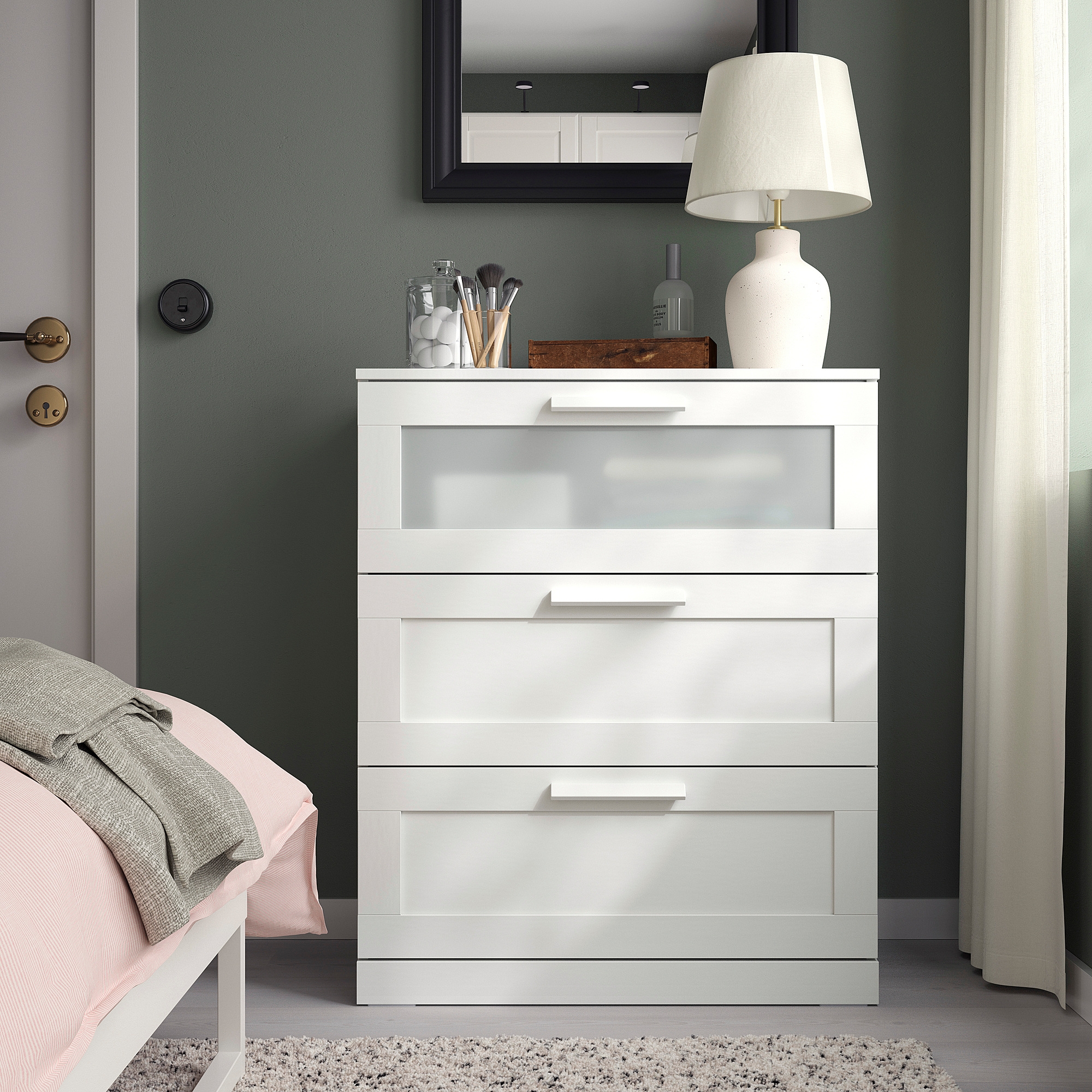 BRIMNES Chest Of 3 Drawers White frosted Glass 78x95 Cm IKEA Indonesia